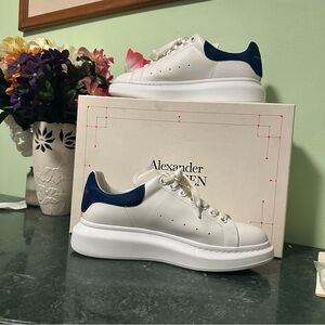 Alexander McQueen White Sneakers with Blue Detail